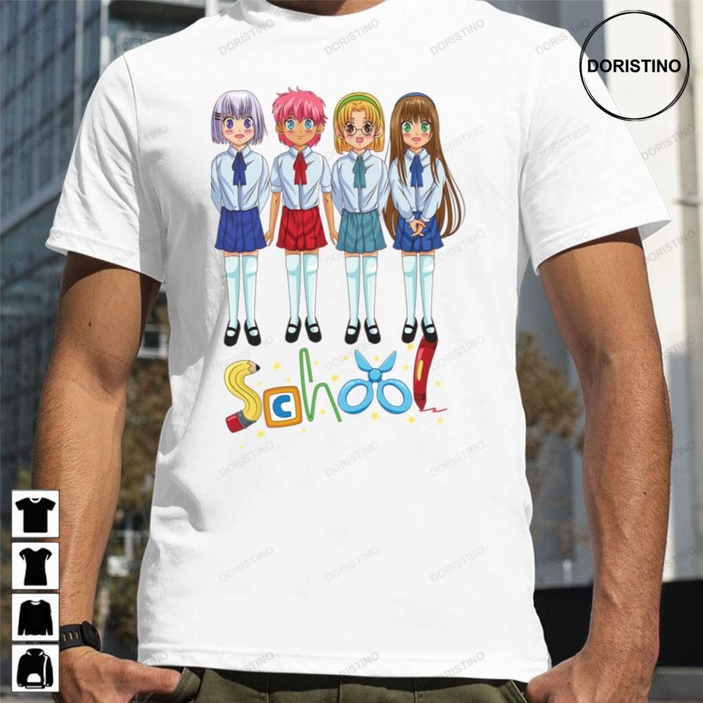 School Day Anime Happy 100 Day Of School Fitted Scoop Awesome Shirts